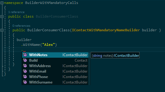 Intellisense after mandatory call